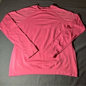 Athleta girl, pink long sleeve tech top. Size large.